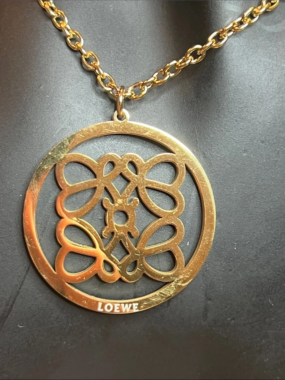 Stainless Steel Gold Anagram Medallion Necklace